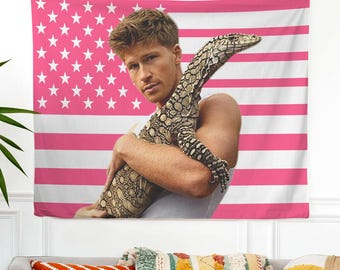 Robert Irwin Custom Your Photo Picture  Pink USA Flag Wall Decor, Tapestry Bedroom Decor, Pink American Flag, Vintage Robert Irwin Fan Gift