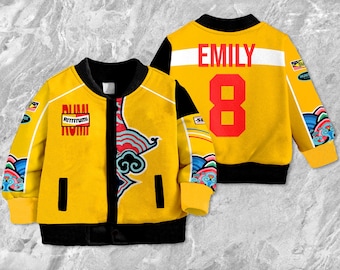 Custom Name Rumi Zoey Mira Team Cosplay Kids and Youth Baseball Jacket, Huntrx Costume Saja Band Adult Unisex Varsity Baseball Jacket