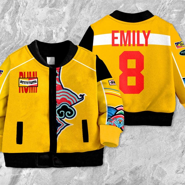 Custom Name Rumi Zoey Mira Team Cosplay Kids and Youth Baseball Jacket, Huntrx Costume Saja Band Adult Unisex Varsity Baseball Jacket
