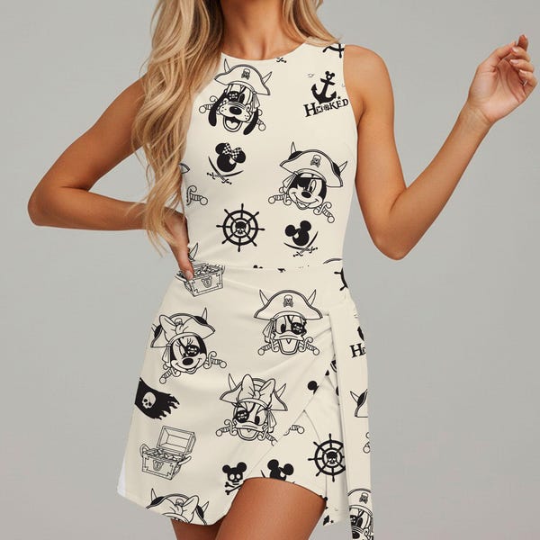 Minnie Donald Pluto Daisy Pirate Tennis Dress Skirt,  Pirate Cruise Trip, Athletic Skirt, Tennis Dress Skirt