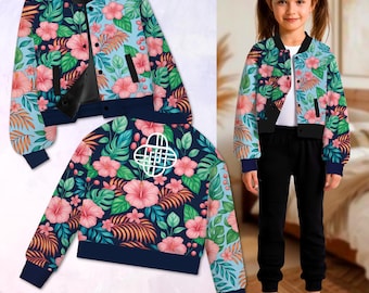 Veste Varsity K-Pop H-Huntrix Enfants - Blouson Baseball Y2K Avec Pantalon, Style Streetwear Anime