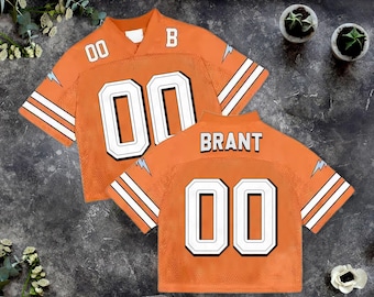 Custom Orange Mesh Football Jersey, Personalized Name & Number