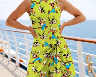 Falda de tenis con muchas caras de Goofy, vestido de Goofy de Disney, falda de tenis de Disney