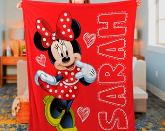 Personalized Minnie Mouse Plush Blanket,  Minnie Mouse Blanket, Disney Blanket With Name, Gift For Boys Girls