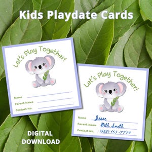 Let&#39;s Play Playdate Cards, Kids Contact Cards, School Break Card, Kids Playdate Invitation, Printable Classroom Cards, Preschool Playdate