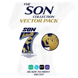 Tottenham Hotspur Heung-Min Son Legacy Number Badge Spurs  Vector Vinyl DTF Printed Transfers Cut Files AI SVG Cricut Silhouette Cameo