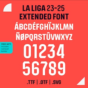 La Liga Typography Font 2023 2024 2025 |  TTF OTF SVG | Football Soccer Font | Sports Font | Barcelona Madrid Font | Vectorial Font Template