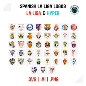 Spain La Liga vector logos pack, La Liga team crests, transparent football badges, editable svg, png & ai files, La Liga emblems
