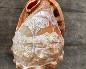 ビクトリア朝のカメオ シェル ランプ ~ イタリアの彫刻が施された