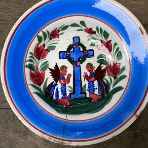 Decorative antique plate with beautiful colors, collectibles porcelain plate