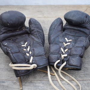 Vintage leather boxing gloves,