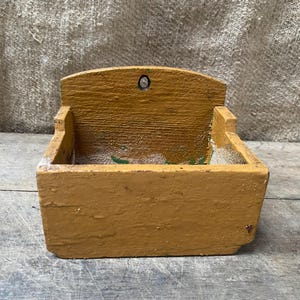 Antique wooden salt holder, rustic spice box