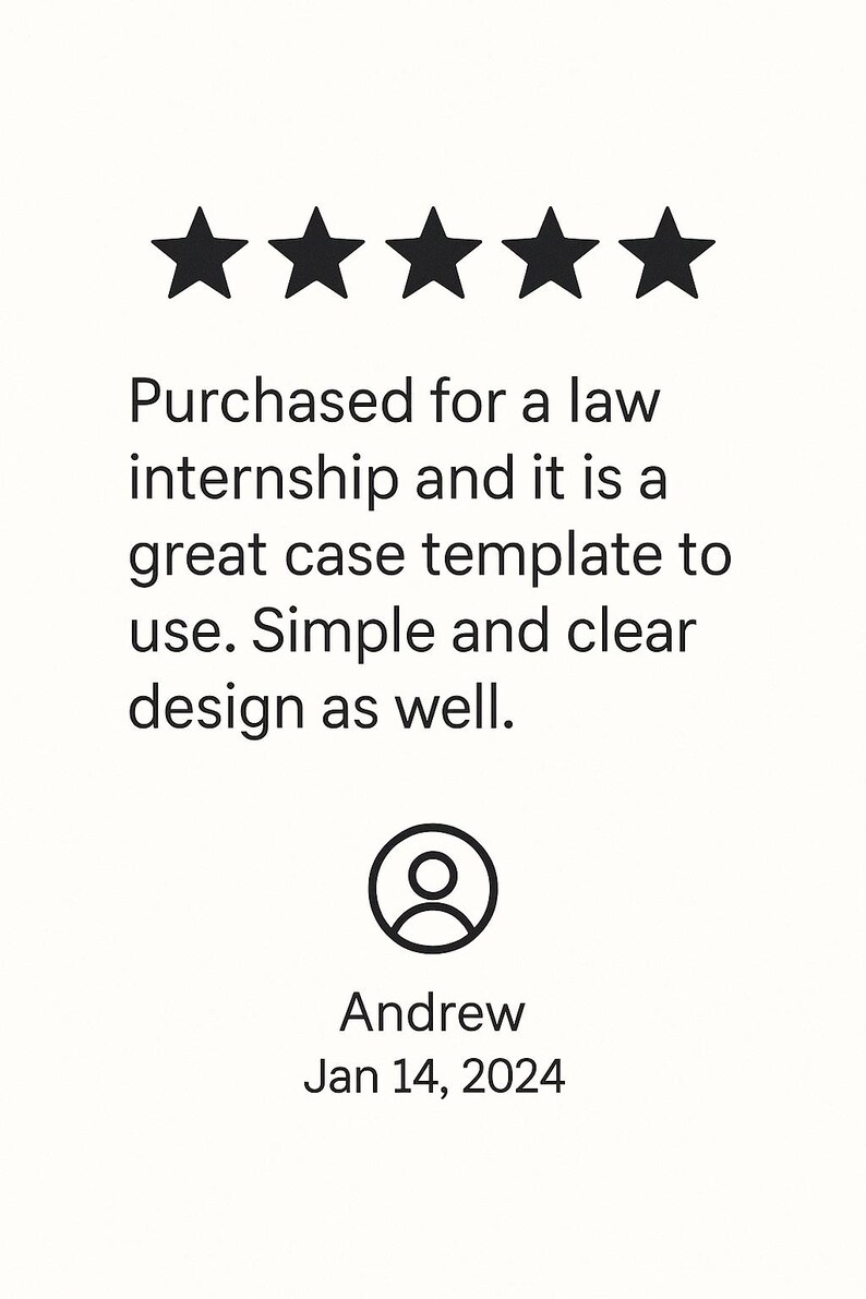 Client Case File Template for Law Interns | Printable PDF Intake & Case ...