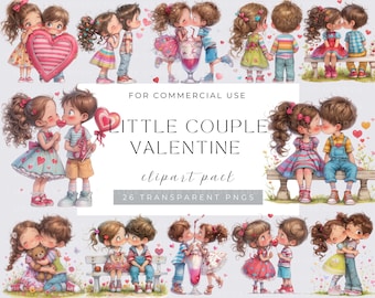 Valentines clipart, Watercolor Quirky Little couple Valentines, Cartoon Valentines, Junk Journaling, Scrapbook, Card Making, Whimsical Love