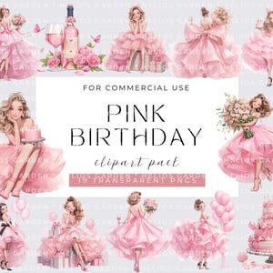 Birthday Girls Clipart Party Clipart Printable Watercolour clipart High Quality PNG Paper craft junk journals, Birthday Clipart Balloons