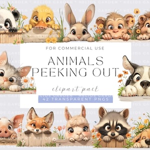 Animales peculiares Animales adorables que se asoman Conjunto de imágenes prediseñadas Ilustraciones de animales lindos para álbumes de recortes e invitaciones Perfecto para el diseño de tarjetas