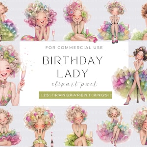 Birthday Girls Clipart Party Clipart Printable Watercolour clipart High Quality PNG Paper craft junk journals, Birthday Balloons