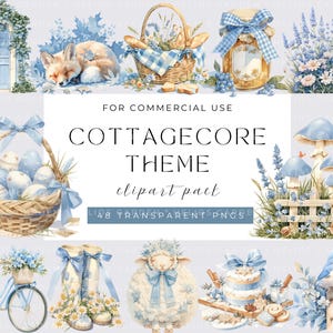 Watercolor Cottagecore Soul Clipart, Cottage Clip Art, Rustic ClipArt, Planner Stickers, Vintage PNG, Digital Download, Commercial Use