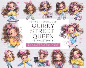Watercolor Street Queen Clipart: Superstar Singer PNG (Digital Download)