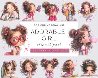 Clipart de chica en acuarela: Imágenes PNG extravagantes para revistas basura (descarga digital)