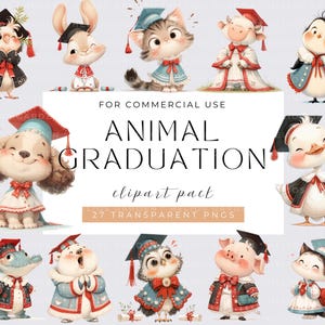 Animal Graduations Clipart, Safari Animals Clipart, School Graduation Animals, Cute Animal clipart, Commercial