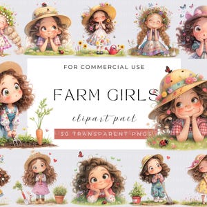Clipart ferme aquarelle filles Clipart ferme mignon - aquarelle vie à la ferme - clipart cottage - filles ferme filles clipart campagne jolies filles