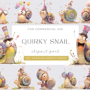 Clipart escargot original PNG Escargot fantaisiste Animaux mignons Image clipart sublimation animaux drôles Graphiques fantaisistes Illustrations drôles animaux