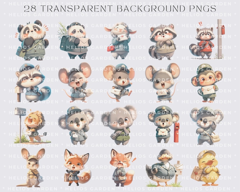 Cute Animals Mail Carrier Clipart Set With Adorable Woodland Creatures ...