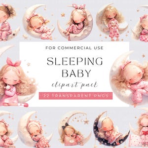 Baby sleeping Clipart, Watecolor Whimsical Baby, Watercolor PNGs, Instant Download, Fantasy Junk Journal, Paper Craft, Cute Baby