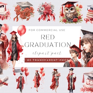 Aquarell Rote Graduierung Sammlung Clipart, Grad PNG Graduierung Blumen Clipart, Abschlusskappen Clipart, Diplom Clipart, kommerzielle Nutzung