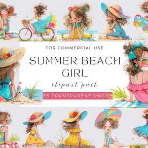 Watercolor Summer Girls, Ladies Clipart Clipart Printable Watercolour clipart High Quality PNG Paper craft junk journals, Fashion Clipart