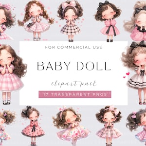 Cute Girl Clipart, Watecolor Whimsical Girl, Watercolor Quirky PNGs, Instant Download, Fantasy Junk Journal, Paper Craft
