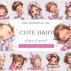 Cute baby Clipart, Watecolor Whimsical Baby, Watercolor PNGs, Instant Download, Fantasy Junk Journal, Paper Craft, Cute Baby