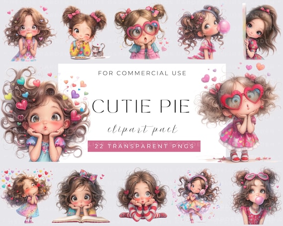 Watercolor Whimsical Girl Clipart: Quirky Girl PNGs (Digital Download