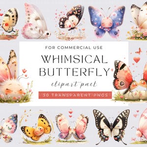 Clipart papillon original aquarelle Illustrations de papillons colorés fantaisistes Graphismes de papillons mignons Art de papillon Dessins de papillons