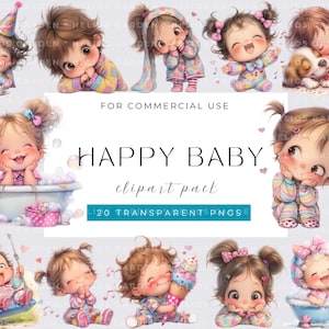 Quirky Baby Clipart, Watecolor Whimsical Baby, Watercolor PNGs, Instant Download, Fantasy Junk Journal, Paper Craft, Cute Baby
