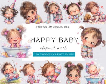 Quirky Baby Clipart, Watecolor Whimsical Baby, Watercolor PNGs, Instant Download, Fantasy Junk Journal, Paper Craft, Cute Baby