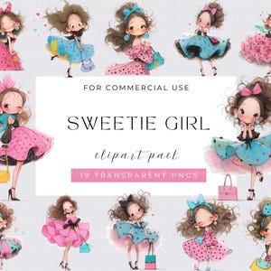 Quirky Girl Clipart, Watecolor Whimsical Girl, Cutie girls, Watercolor PNGs, Instant Download, Fantasy Junk Journal, Paper Craft, Funny Girl
