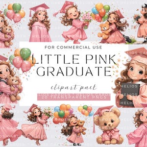 Aquarell kleine rosa Graduierung Sammlung Clipart, PNG grad Floral Clipart, Abschlusskappen Clipart, Diplom Clipart, kommerzielle Nutzung