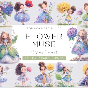 Schrullige Blumen Mädchen Clipart schrullig Mädchen Kawaii Mädchen digitaler Download entzückende Mädchen Illustrationen Basteln Design digitales Handwerk