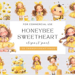 Aquarell Mädchen und Honig Biene Clipart Bienen Clip Art, süße Hummel PNG, süß wie Honig, Frühling, Kinderzimmer Dekor, Baby Wandkunst