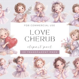 Watercolor Love cherub Clipart bundle Cherub Clip Art, Cute Girl PNG, Sweet love, Spring, Cozy heeling time flower clipart