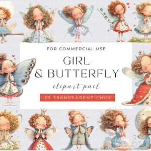 Filles originales et clipart papillon Filles fantaisistes Filles mignonnes personnages mignons designs de rêve pour scrapbooking faire-parts autocollants