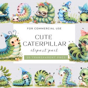 Cute caterpillar Clipart Caterpillar Clipart Watercolor Caterpillar Clip Art Cute Insect PNG Insect, Spring Wall Art Commercial Use