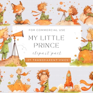 Mein kleiner Prinz Clipart Süßer Prinz druckbare kleine Prinz Aquarell PNG Illustration Junge Thema Märchen Prinz Geburtstag süßer Junge