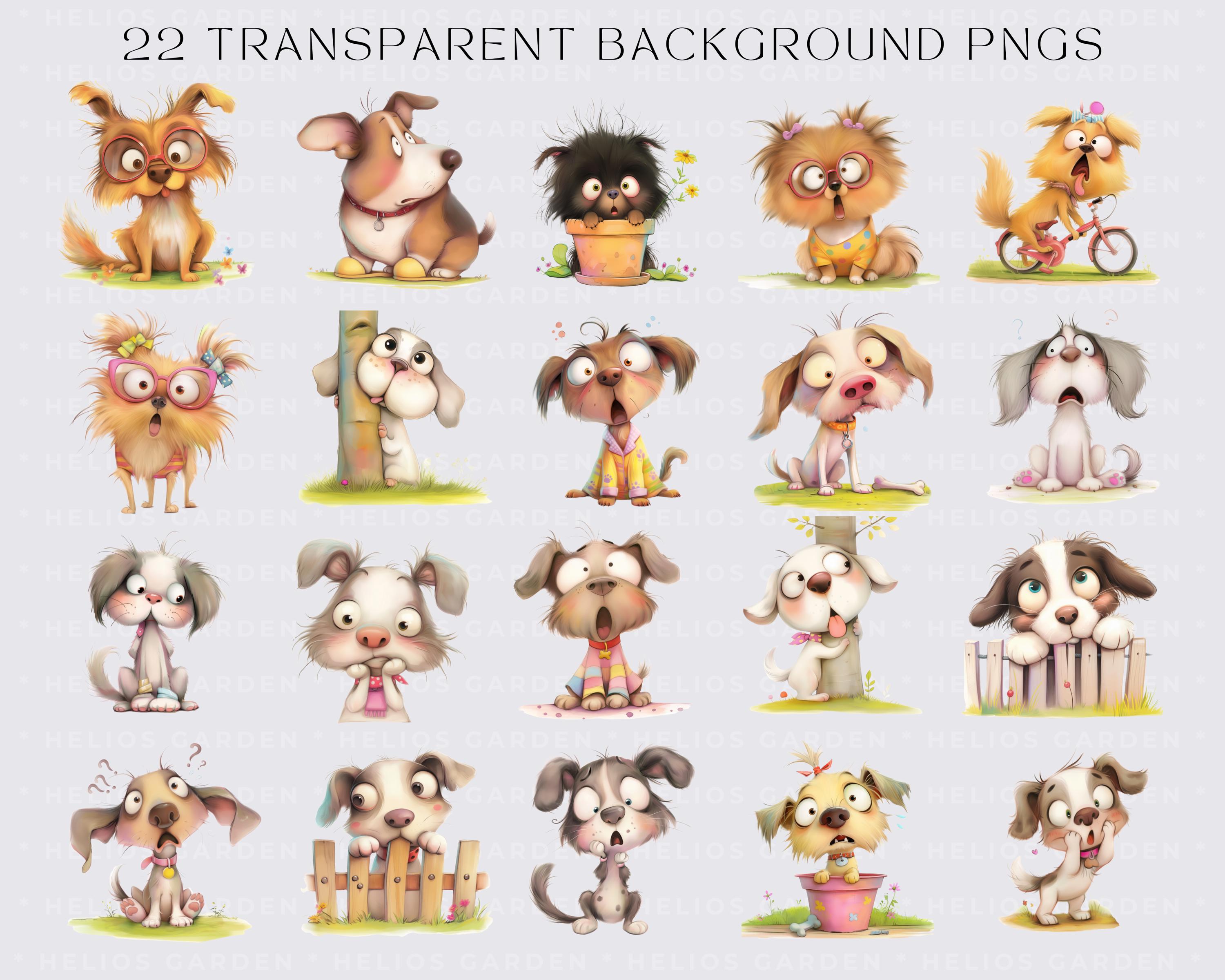 Cute and Funny Dog PNG Clipart Bundle | Quirky Dog | Commercial Use ...