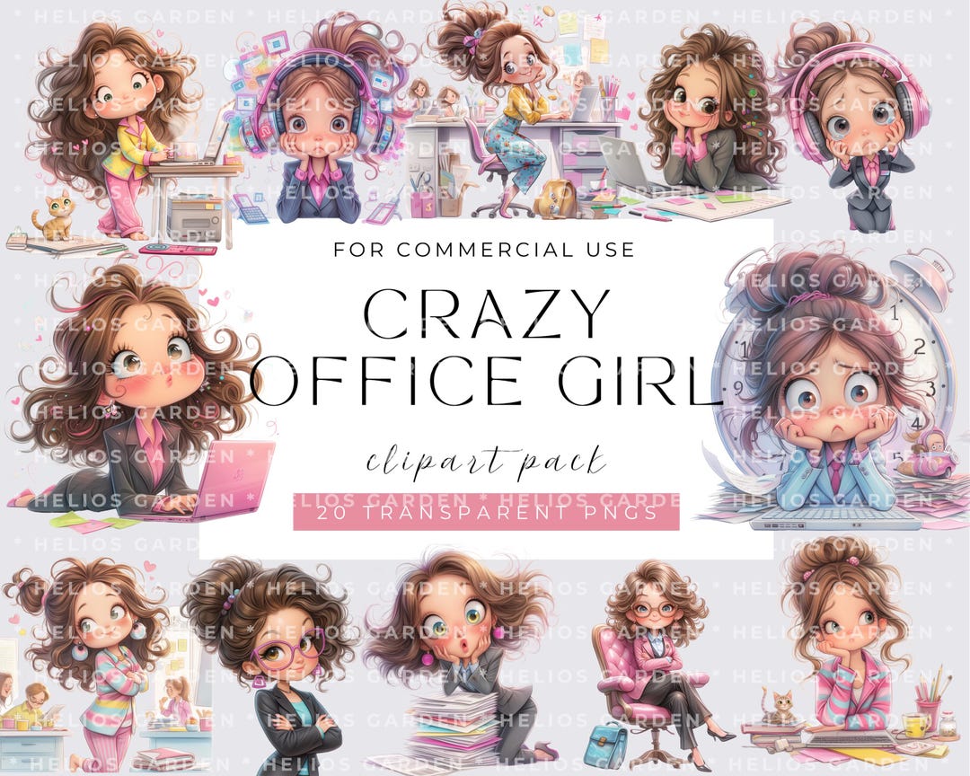 Watercolor Office Girl Clipart Bundle: Fun Quirky Illustrations ...