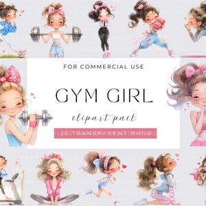 Quirky Girl Clipart, Gym Girls Clipart Strong Cute Stylish Fitness PNG, Quirky Workout Digital Art Stickers T-Shirts Sublimation