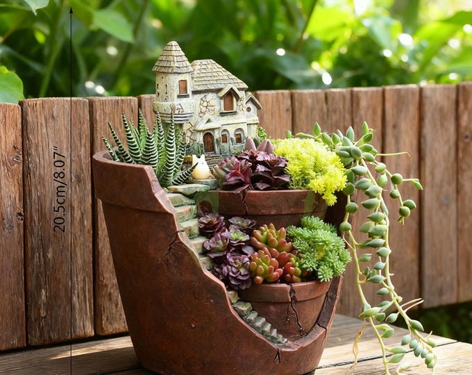 Bonsai DIY Terrarium Kit, Resin Succulent Planter, Mini Landscape Decor with Drainage, Gift for Plant Lovers
