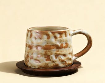 Wabi-Sabi Ceramic Cup and Saucer Set: Japanese Zen Stoneware